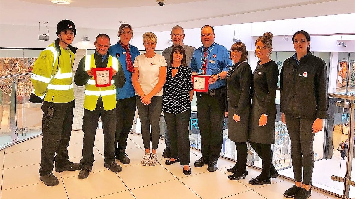 Staff and retailers put best foot forward for charity at The Mall - cropped Part of the team taking part in the charity walk from Blackburn to Clitheroe 2