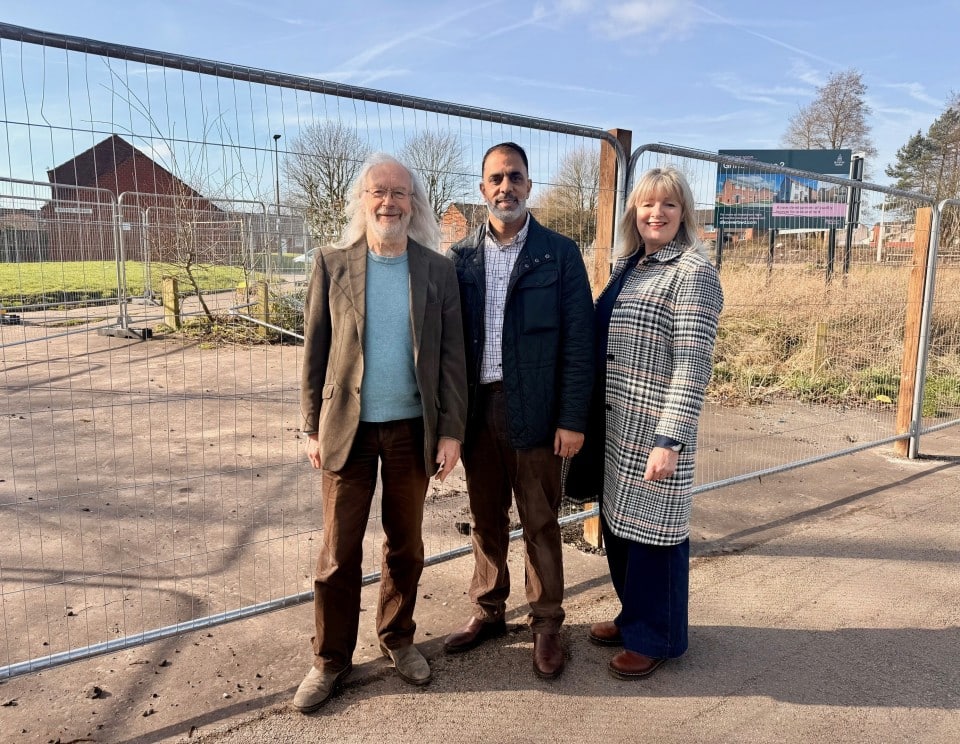 Councillor Quesir Mahmood with Councillor Phil Riley and Councillor Julie Gunn at the Griffin site