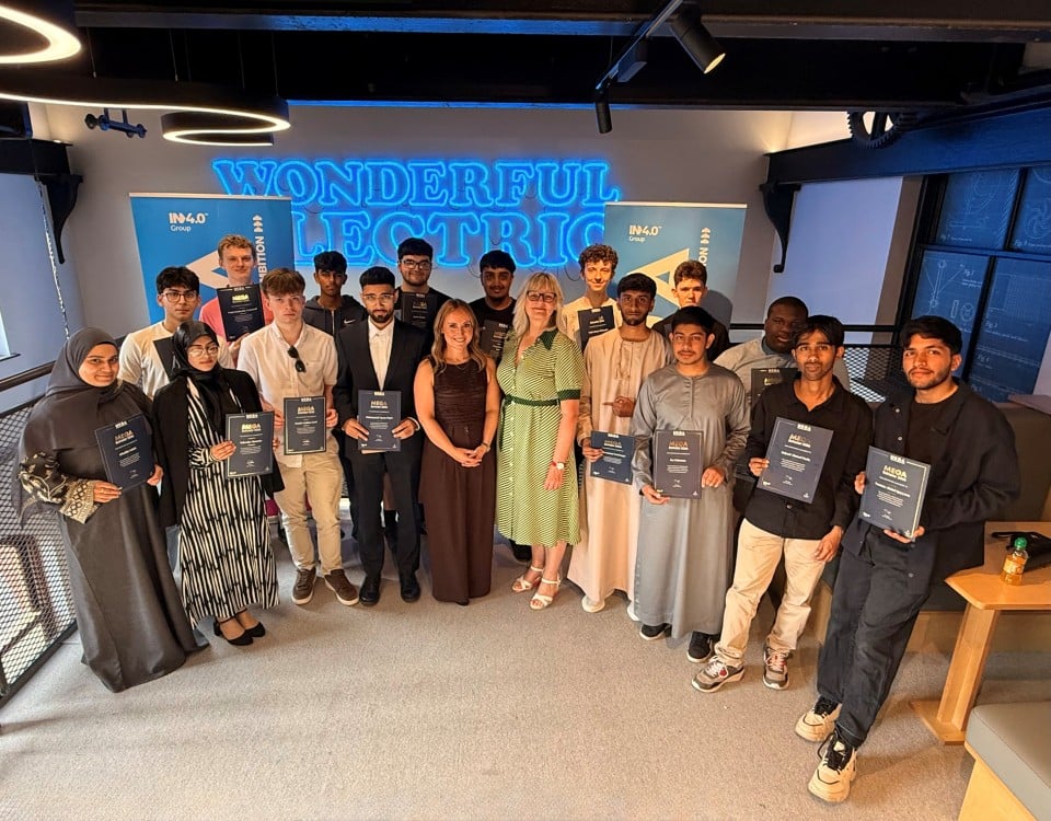 Students at the MEGA Scholarships celebration event in Blackburn with Darwen
